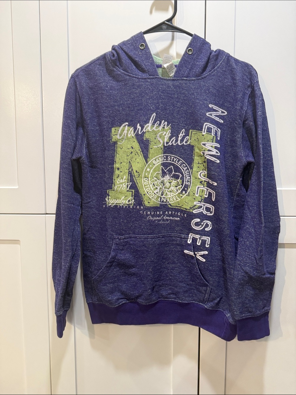Kids Purple New Jersey Graphic Hoodie Sweatshirt